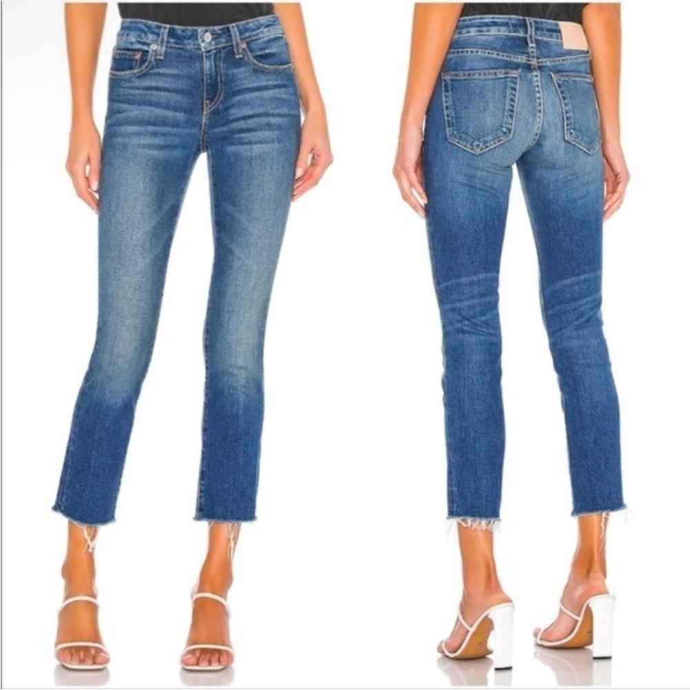 Trave Bradshaw Low Rise Slim Crop‎ Jeans in Sweet Emotion Size 28 Frayed Hem